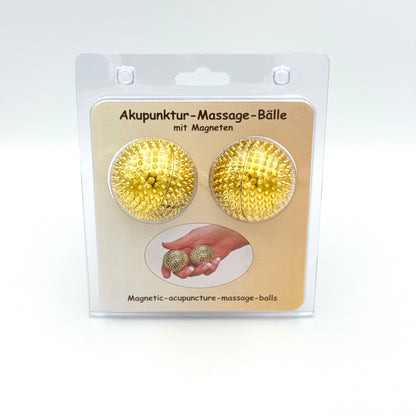 Akupunktur Massage-Bälle mit Magneten 2er Set in Gold – Verpackung – Akupressur & Skill Tool