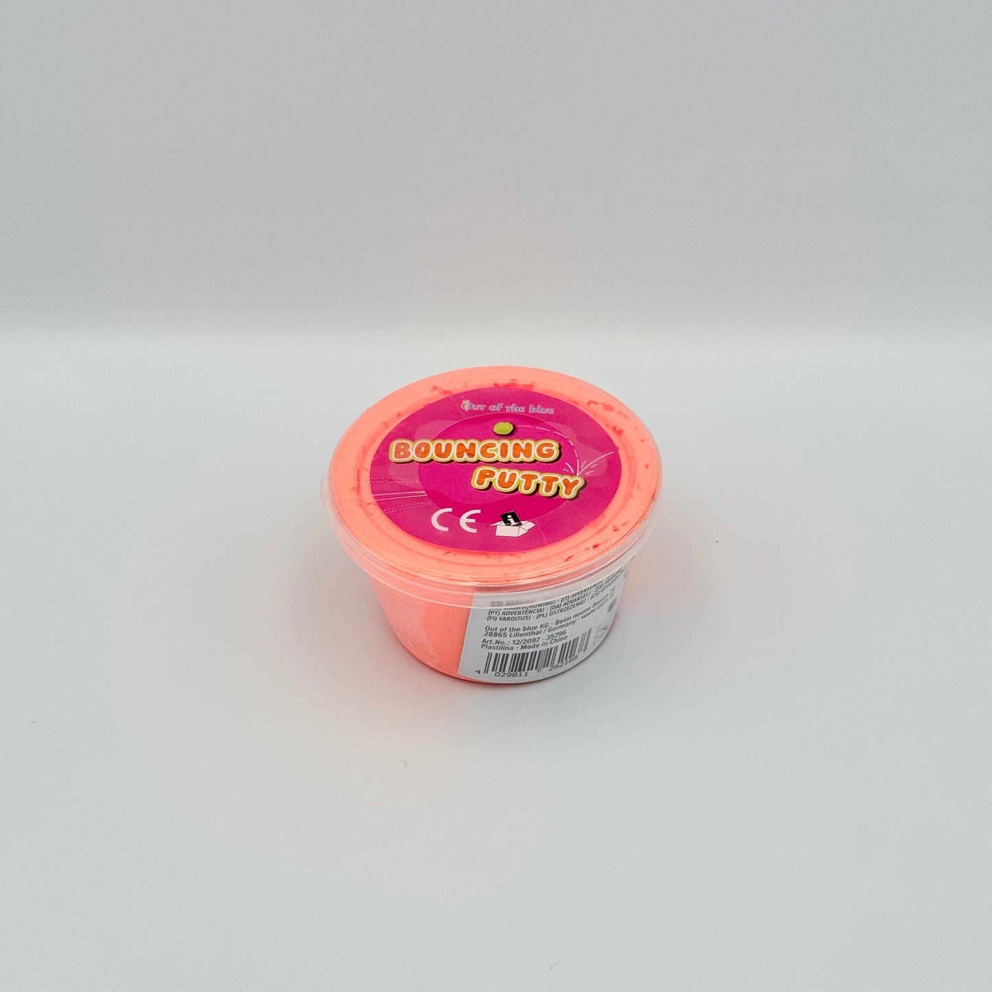 Orange Bouncing Putty Springknete in Kunststoffdose – Elastische Hüpfknete zum Kneten