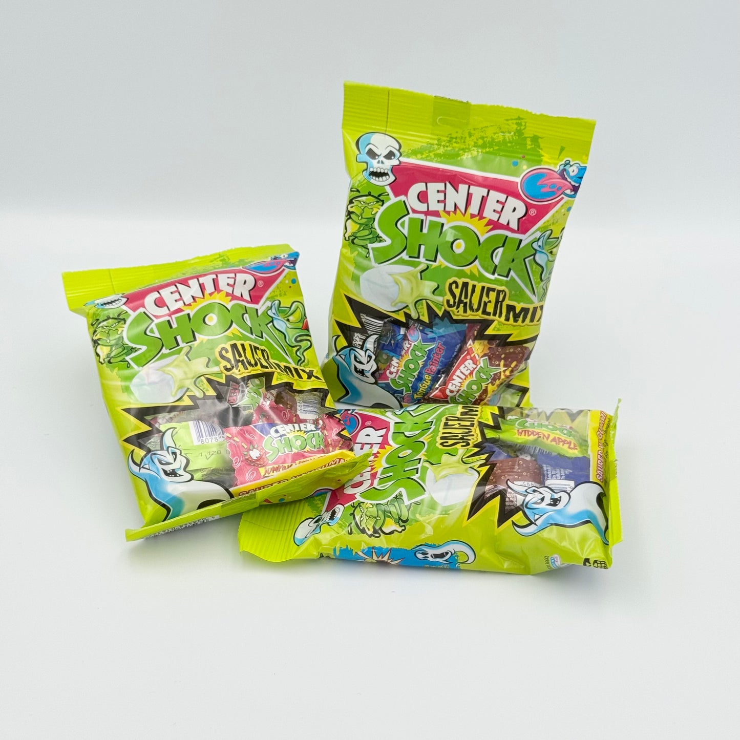 Drei Packungen Center Shock Sauer Mix Kaugummis – Saurer Schock-Skill 