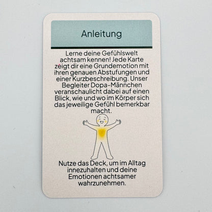 Anleitungskarte der dopamind Emotionskarten zur achtsamen Gefühlswahrnehmung