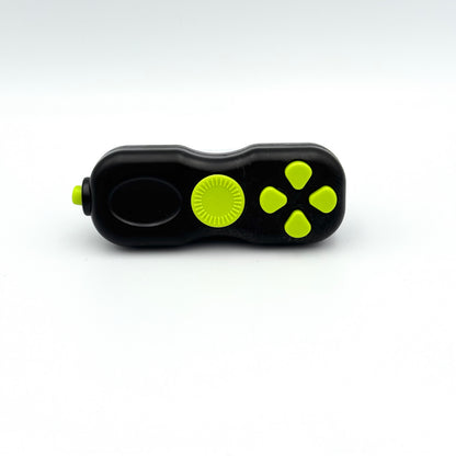 Fidget Controller Pad in Schwarz-Grün Rückansicht – Anti-Stress Toy mit Druckknöpfen