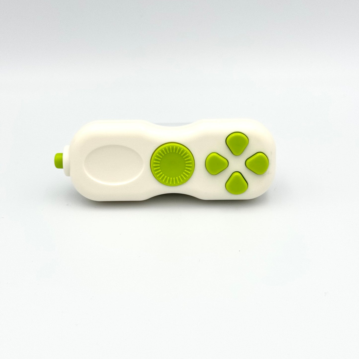 Fidget Controller Clicker in Weiß-Grün Rückseite mit Tasten & Drehscheibe – Skill Toy