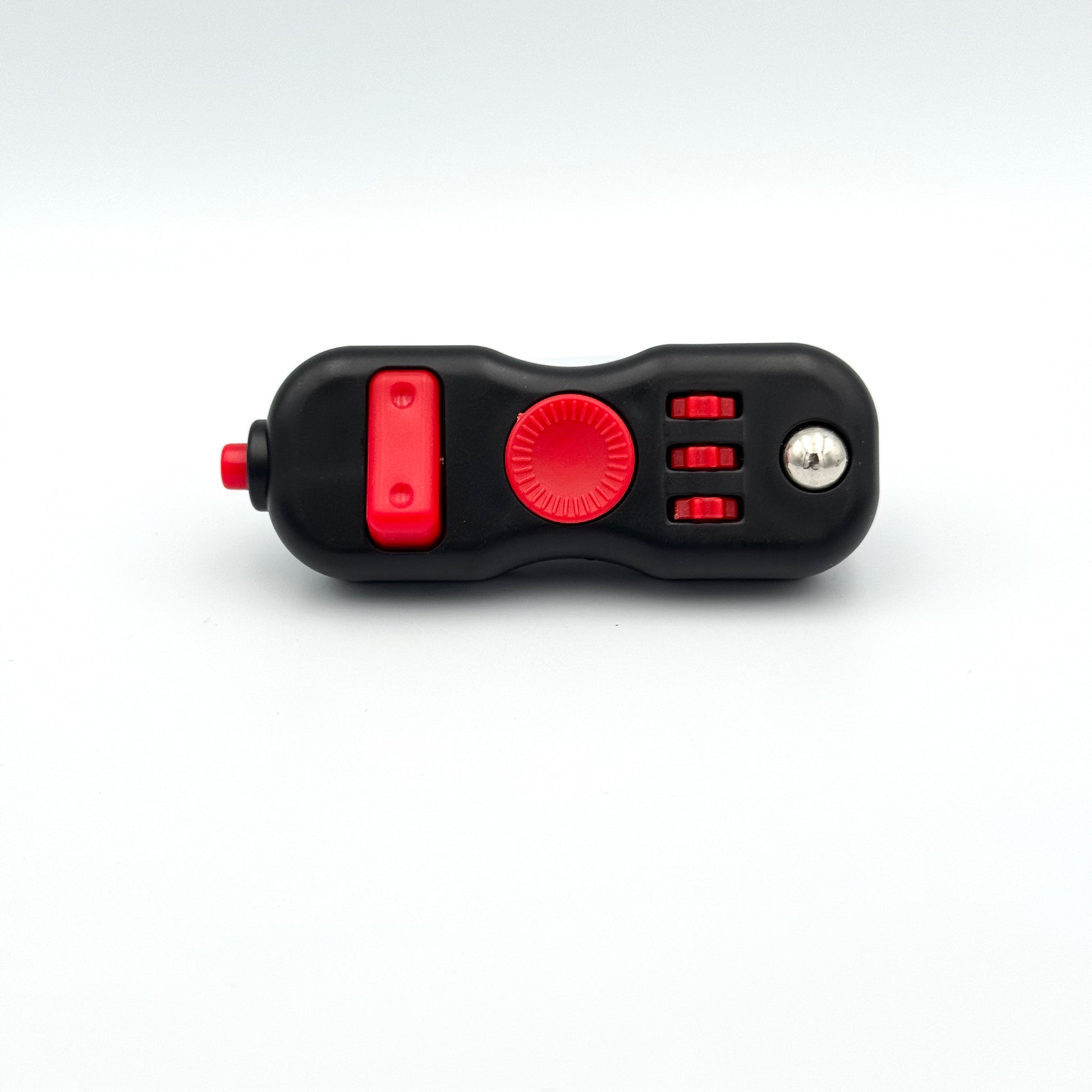 Schwarzer Fidget Controller Clicker mit roten Schaltern & Metallkugel – Skill Pad