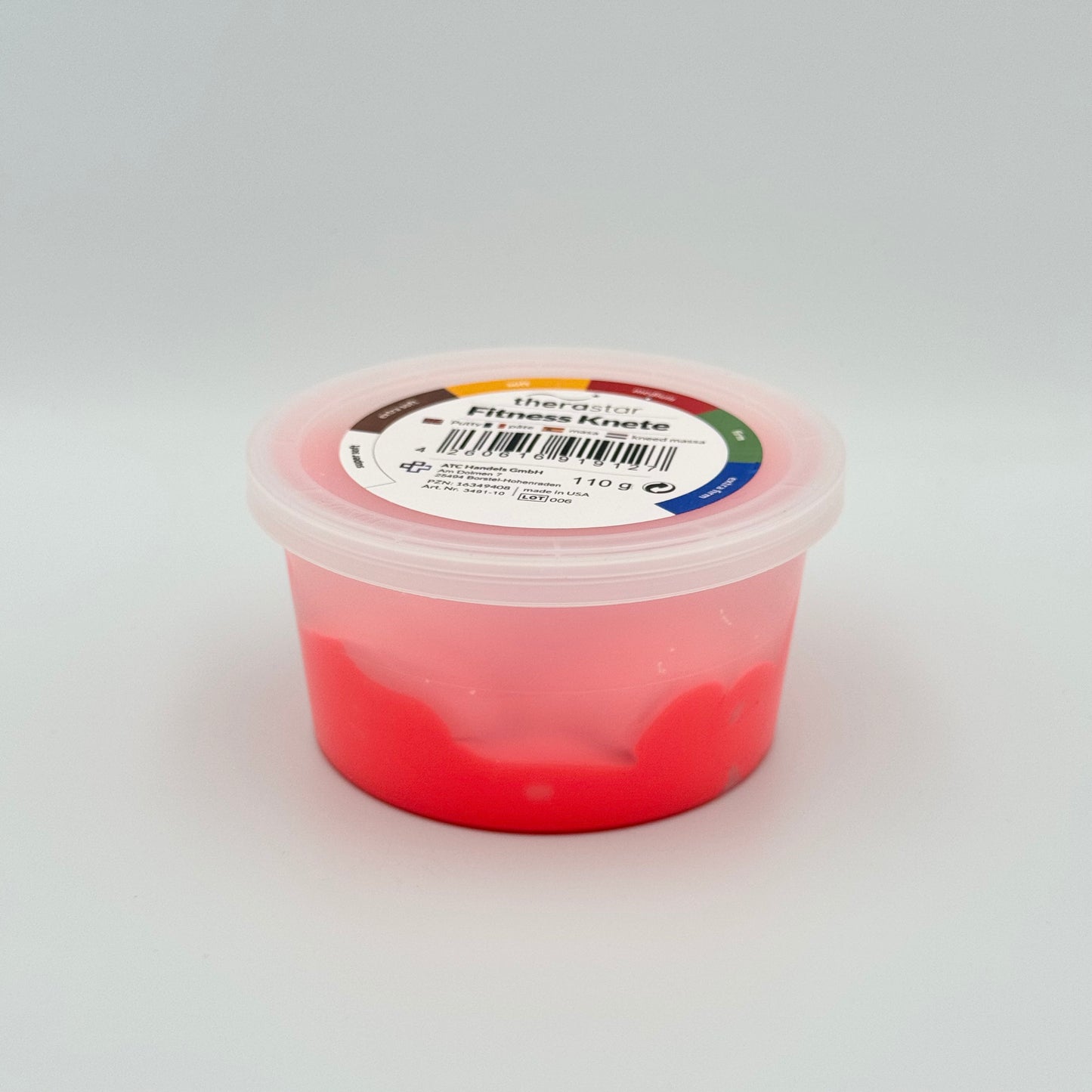 Therastar Fitness Knete mittel in roter Dose Seitenansicht – Therapieknete 110g