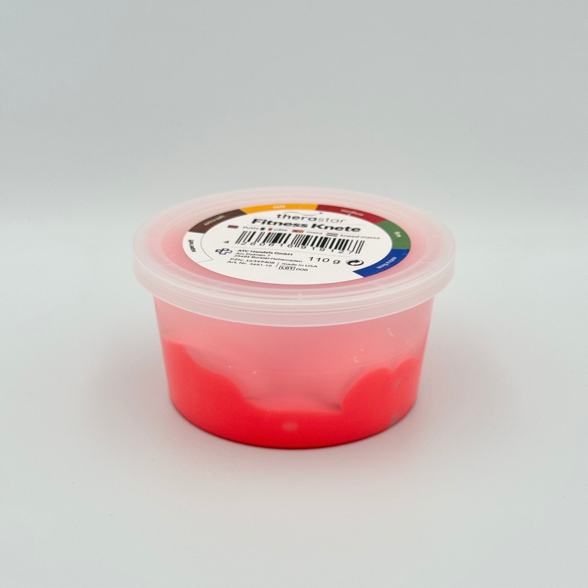 Therastar Fitness Knete mittel in roter Dose Seitenansicht – Therapieknete 110g