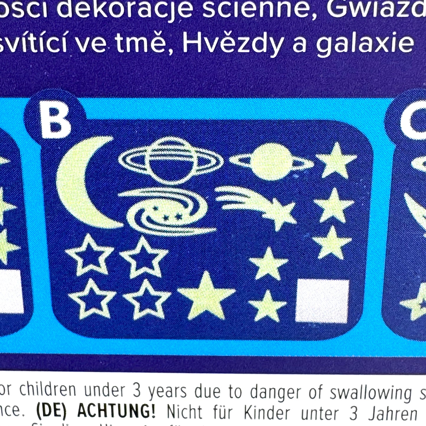 Leuchtsterne, Mond & Planeten Wandsticker Set B – Glow in the dark Deko