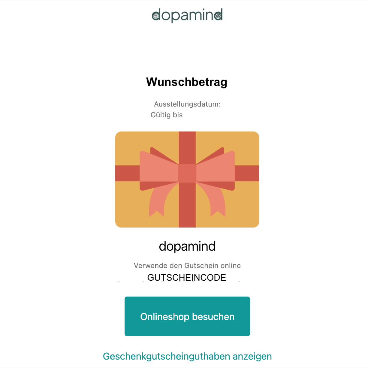 Digitaler dopamind Geschenkgutschein für den Onlineshop