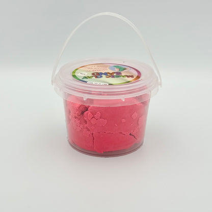 Transparenter Eimer mit Henkel gefüllt mit rosa Magic Clay Knet-Sand – Modelliersand 300g