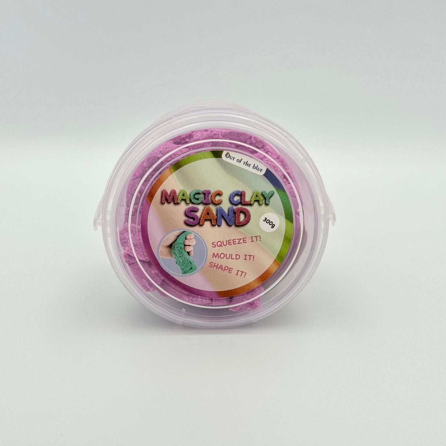 Lila Magic Clay Sand im 300g Eimer Draufsicht – Magischer Knet-Sand für Fokus & Haptik