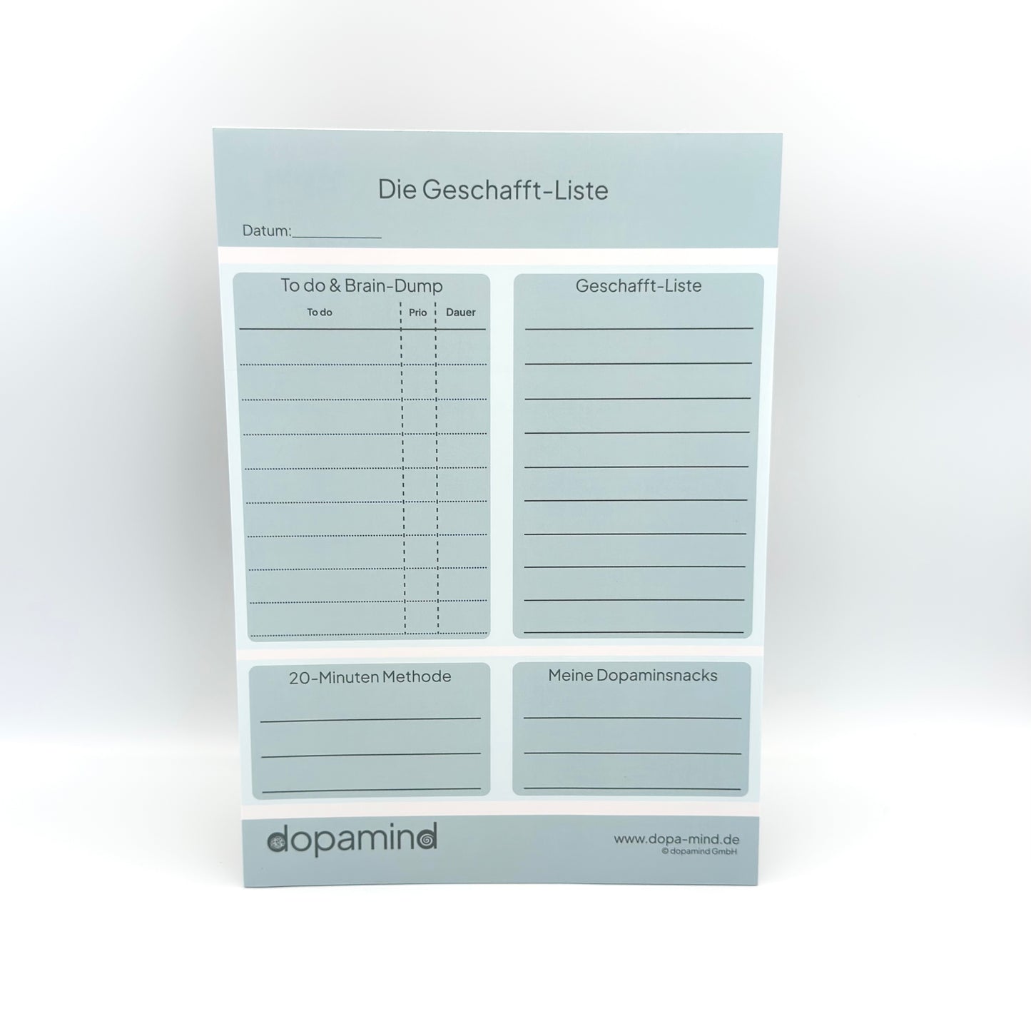 dopamind Die Geschafft-Liste Block – ADHS Tagesplaner mit Brain-Dump & Dopaminsnacks