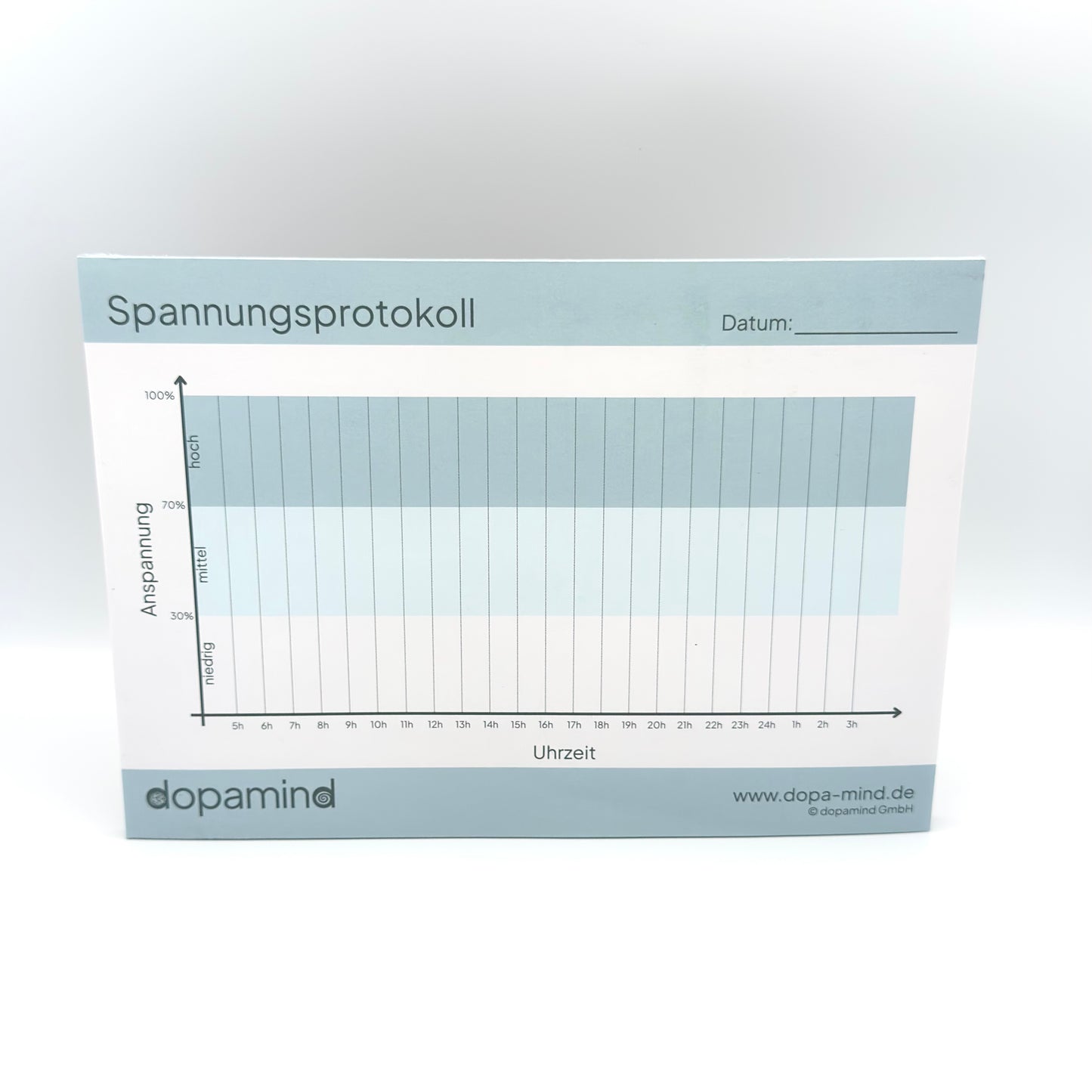 dopamind Spannungsprotokoll Block – DBT Verlaufsdiagramm zur Regulierung von Stress & Anspannung