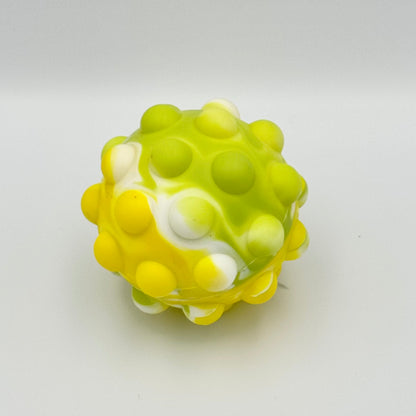 Gelb-grün-weißer Pop Ball aus Silikon – 3D Pop It Fidget Toy zum Drücken & Stressabbau