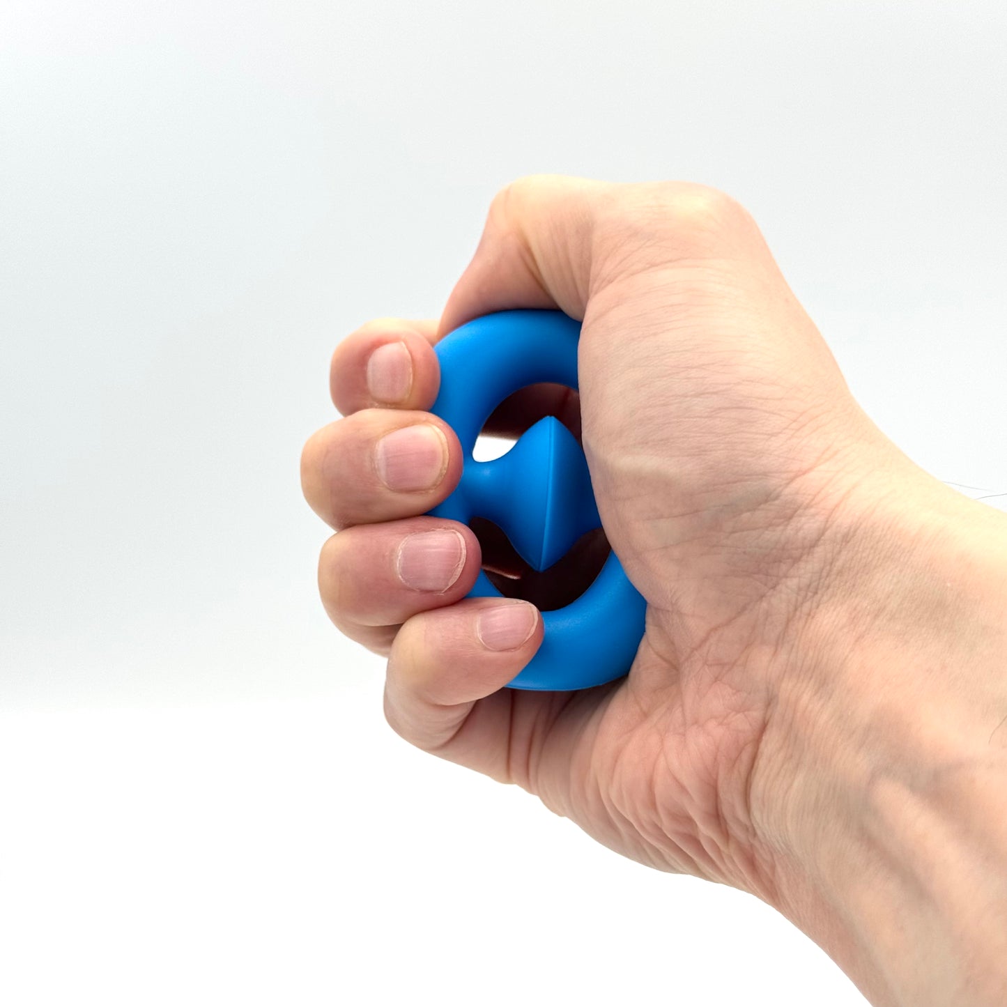 Blauer Pop Snapper Handtrainer mit Saugnäpfen – Silikon Fidget Ring für Klick-Effekt