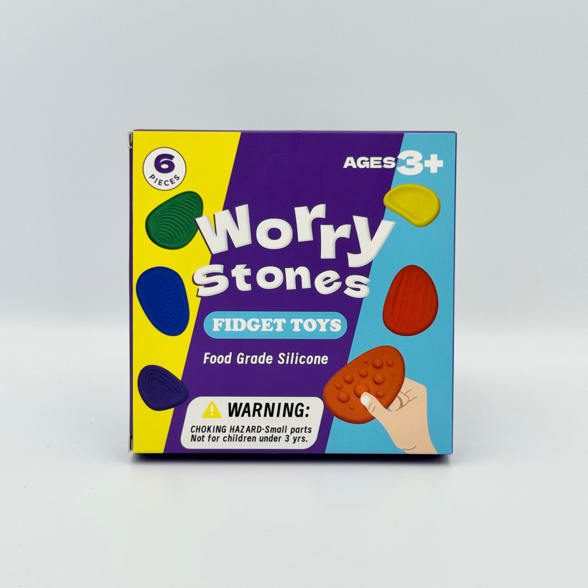 Worry Stones Fidget Toys Verpackung aus Pappe – 6 Stück Food Grade Silicone Sorgensteine
