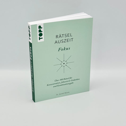 Buch Rätsel Auszeit Fokus in Grün von Dr. Gareth Moore – Über 300 Rätsel für Konzentration