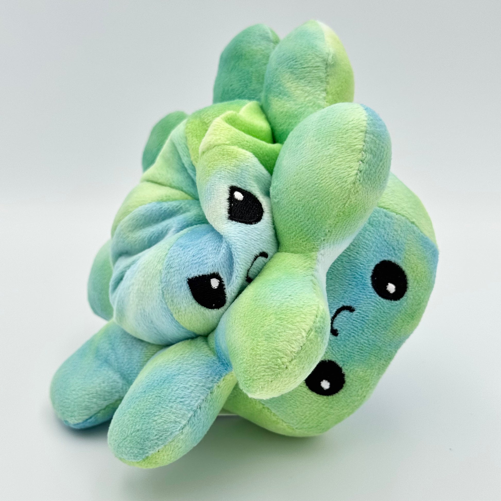 Grün-blauer Wendekrake Plüschtier halb gewendet – Stimmungs-Oktopus für Emotionen