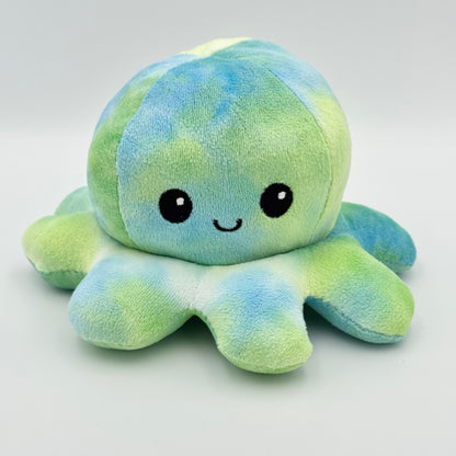 Grün-blauer Wendekrake Plüsch Oktopus fröhlich – Reversible Octopus Fidget Toy