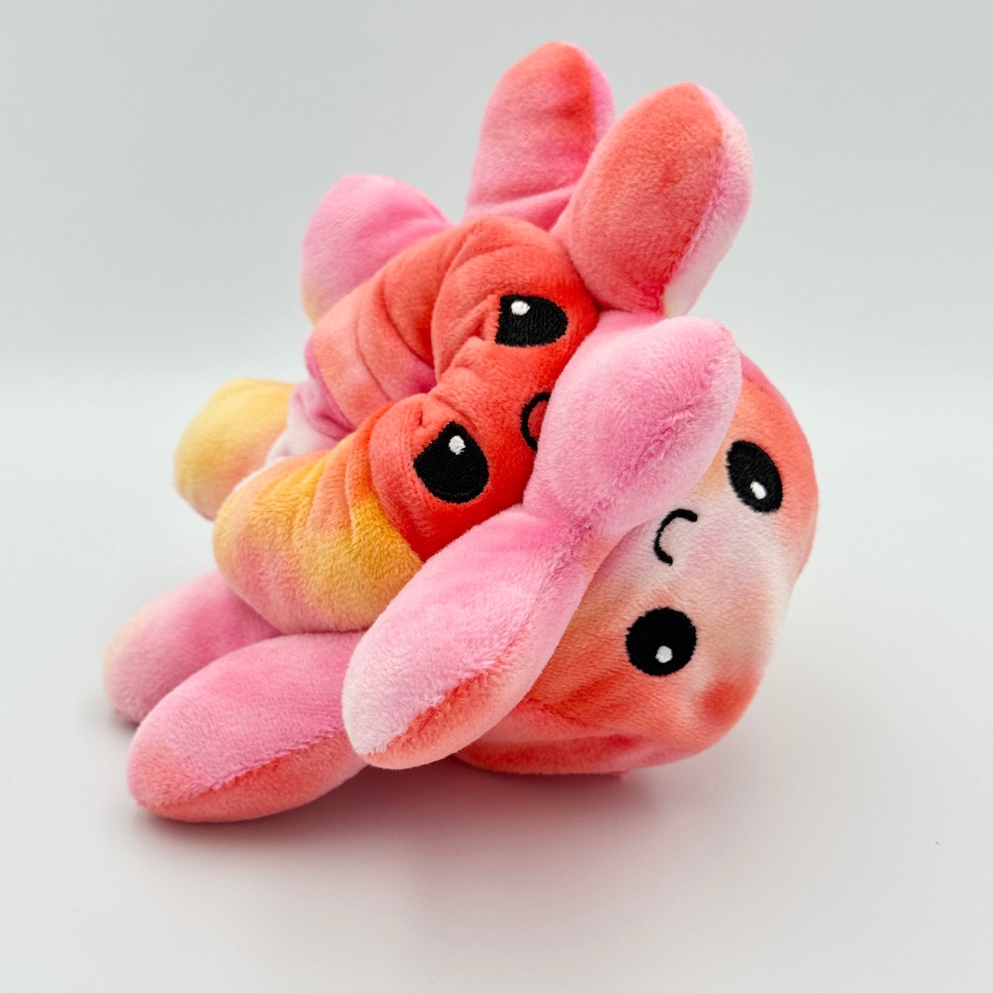 Rot-oranger Wendekrake Plüsch Oktopus halb gewendet – Fidget Toy für Gefühle - Autismus